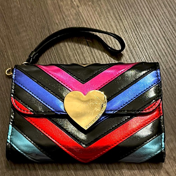 Victoria's Secret Metallic Wallet Clutch w/ Wristlet - Picture 1 of 10